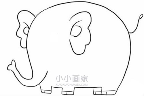 可爱卡通大象简笔画画法图片步骤步骤5