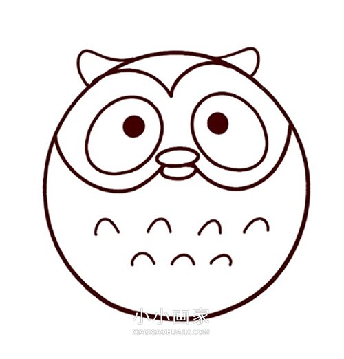 卡通猫头鹰简笔画画法图片步骤步骤6