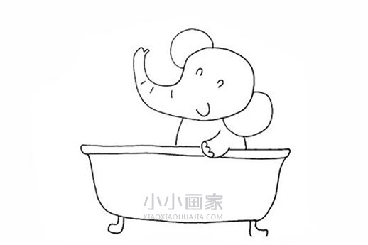 泡澡的大象简笔画画法图片步骤步骤4