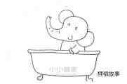 泡澡的大象简笔画画法图片步骤步骤4