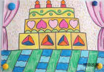 绘本故事漂亮的生日蛋糕儿童画教师范画作品图片