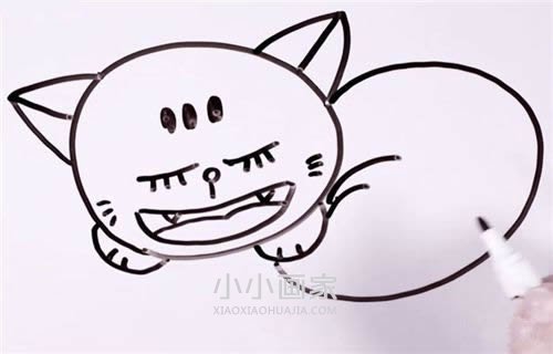 睡觉打呼噜的猫咪简笔画画法图片步骤步骤5