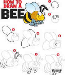 绘本故事彩色卡通蜜蜂简笔画画法图片步骤