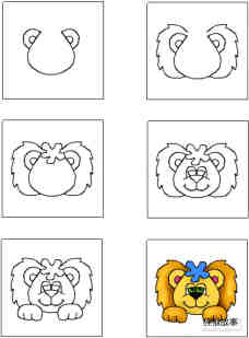 漂亮小狮子简笔画画法图片步骤步骤1
