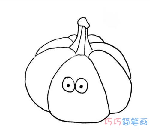 卡通金黄色南瓜怎么画简单漂亮_南瓜简笔画图片步骤1