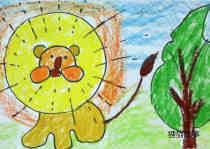绘本故事幼儿卡通小狮子儿童蜡笔画作品图片欣赏