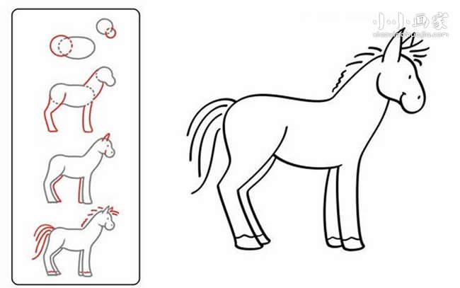 绘本故事快乐的马儿简笔画画法图片步骤