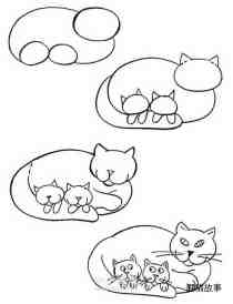 绘本故事猫妈妈和猫宝宝简笔画画法图片步骤