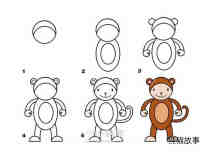 彩色小猴子简笔画画法图片步骤步骤1