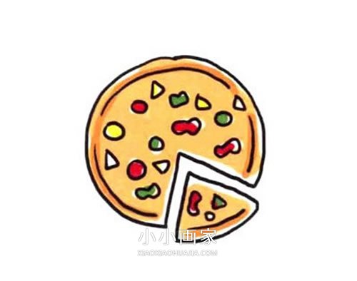 绘本故事彩色披萨简笔画画法图片步骤