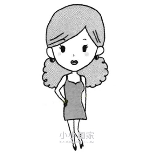 时尚阿姨简笔画画法图片步骤步骤1