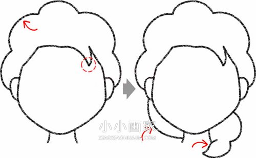 彩色艾莎公主简笔画画法图片步骤步骤3