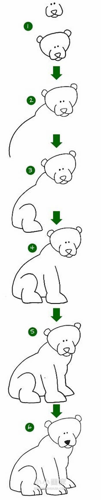 绘本故事坐着的熊简笔画画法图片步骤