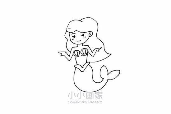 搞笑的美人鱼简笔画画法图片步骤步骤7