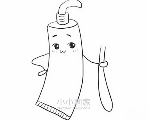 卡通牙膏牙刷简笔画画法图片步骤步骤6