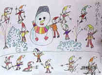 绘本故事幼儿冬天滑雪儿童画图片：快乐的冬天