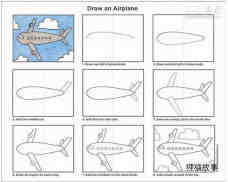 绘本故事蓝天白云间的航空飞机简笔画画法图片步骤