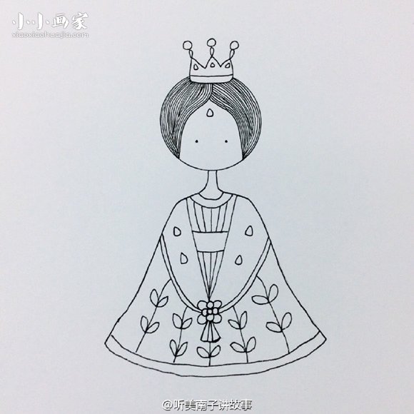 彩色的漂亮灰姑娘简笔画画法图片步骤步骤7