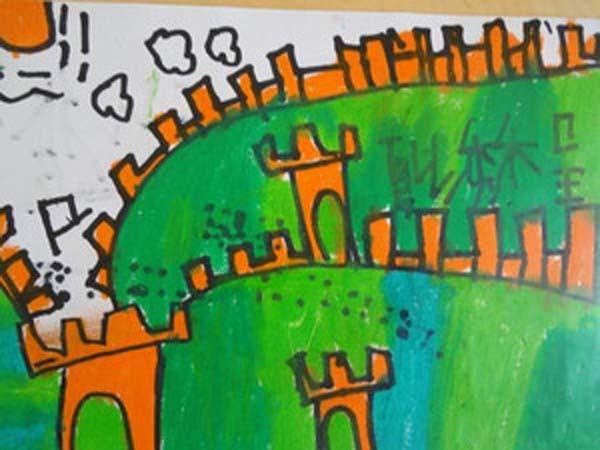 幼儿小班登万里长城儿童画作品图片大全步骤1