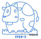 彩色卡通奶牛简笔画画法图片步骤步骤6