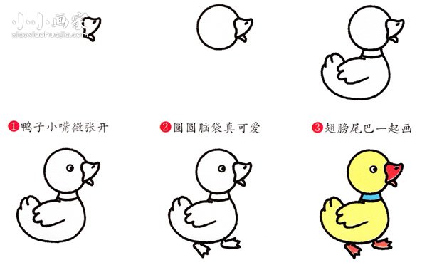 绘本故事走路的彩色小鸭子简笔画画法图片步骤