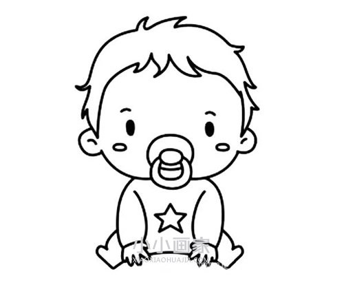 咬奶嘴的男宝宝简笔画画法图片步骤步骤6