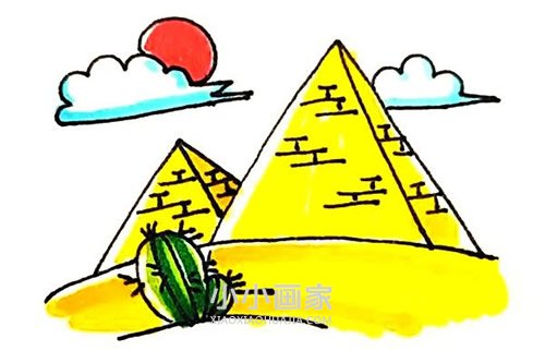 彩色金字塔简笔画画法图片步骤步骤1
