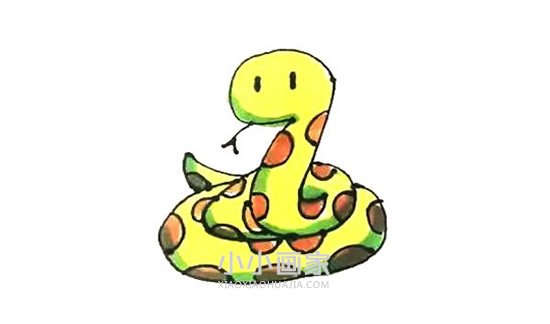 绘本故事盘起的蛇简笔画画法图片步骤