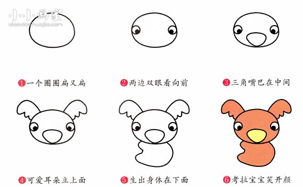 绘本故事彩色考拉简笔画画法图片步骤