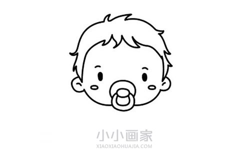 咬奶嘴的男宝宝简笔画画法图片步骤步骤4