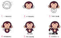 机灵小猴子简笔画画法图片步骤步骤2