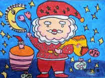 优秀儿童水彩画作品图片＂可爱的圣诞老人＂步骤1