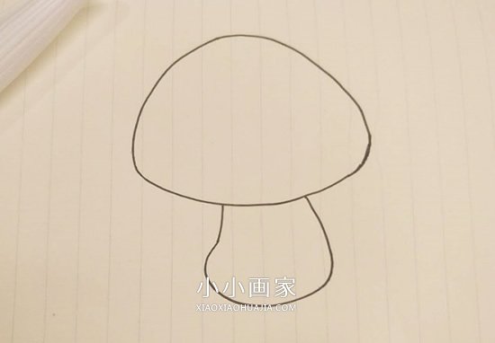 简单小蘑菇简笔画画法图片步骤步骤3