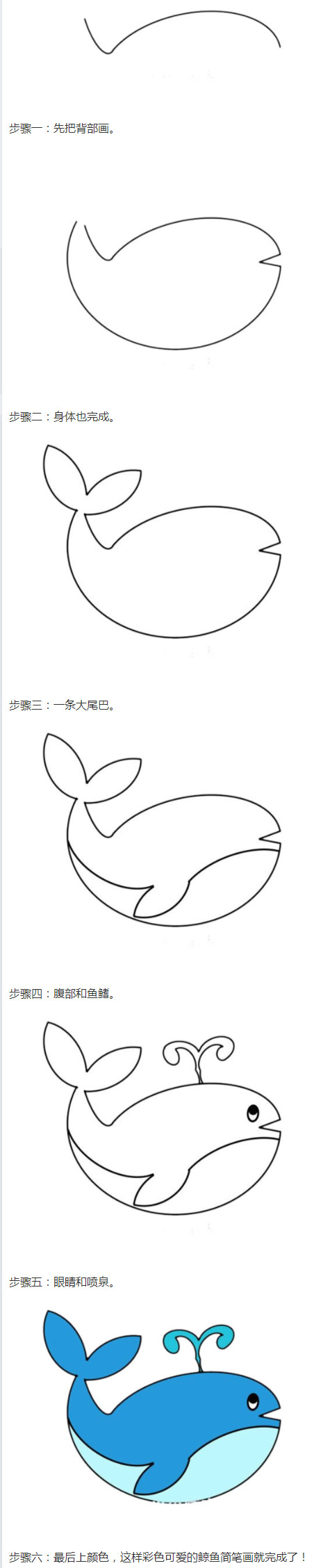 鲸鱼喷水怎么画带步骤图简单好看步骤1
