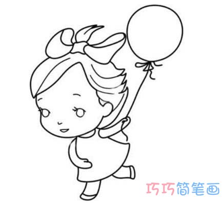 儿童节主题放气球简笔画怎么画简单好看步骤1
