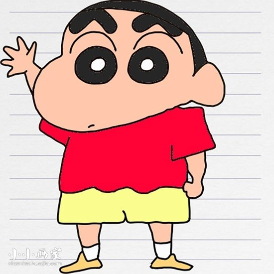 绘本故事彩色蜡笔小新简笔画画法图片步骤