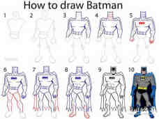 绘本故事彩色站立的蝙蝠侠简笔画画法图片步骤
