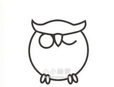 夜晚猫头鹰简笔画画法图片步骤步骤4