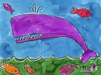 跃出水面的大鲸鱼简笔画画法图片步骤步骤1