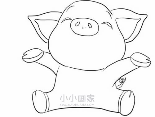 开心的小猪简笔画画法图片步骤步骤6
