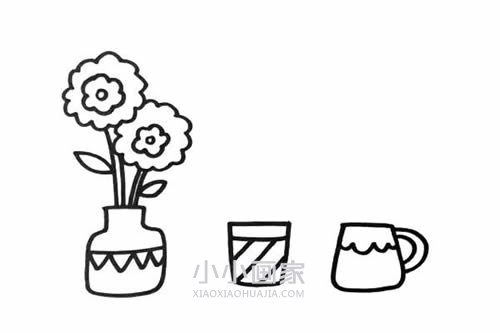 插着花的花瓶简笔画画法图片步骤步骤3