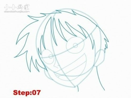 《海贼王》路飞简笔画画法图片步骤步骤7