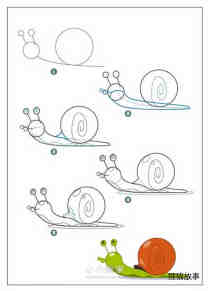 彩色蜗牛简笔画画法图片步骤步骤1