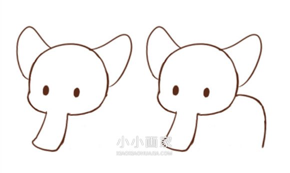 可爱卡通小象简笔画画法图片步骤步骤3