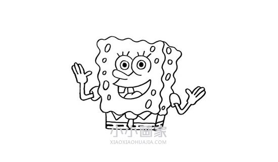 快乐的海绵宝宝简笔画画法图片步骤步骤7
