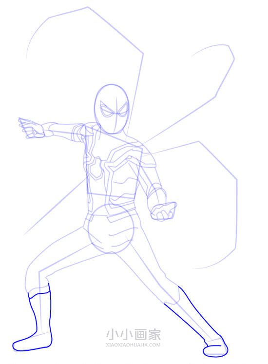 穿着全新战甲的蜘蛛侠简笔画画法图片步骤步骤8