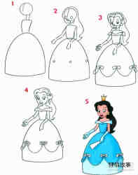 绘本故事美丽的迪士尼公主简笔画画法图片步骤