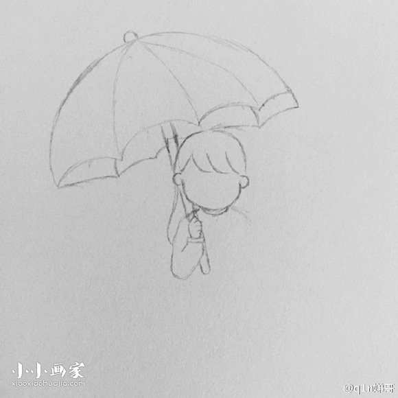 雨天打伞的小女孩简笔画画法图片步骤步骤4