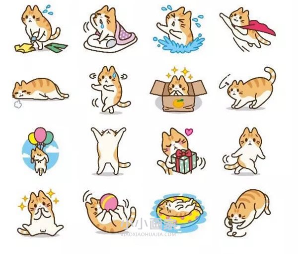 绘本故事超萌猫咪手账简笔画素材