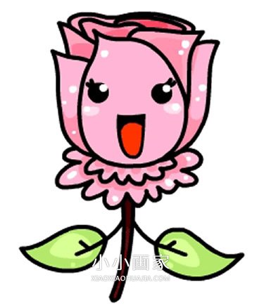 绘本故事彩色卡通玫瑰花简笔画画法图片步骤